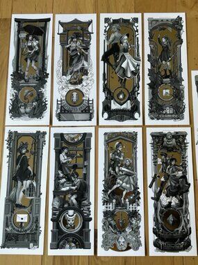 9 Studio Ghibli GOLD Leaf Foil Prints 4x11” Inkwell Illustration Totoro Miyazaki